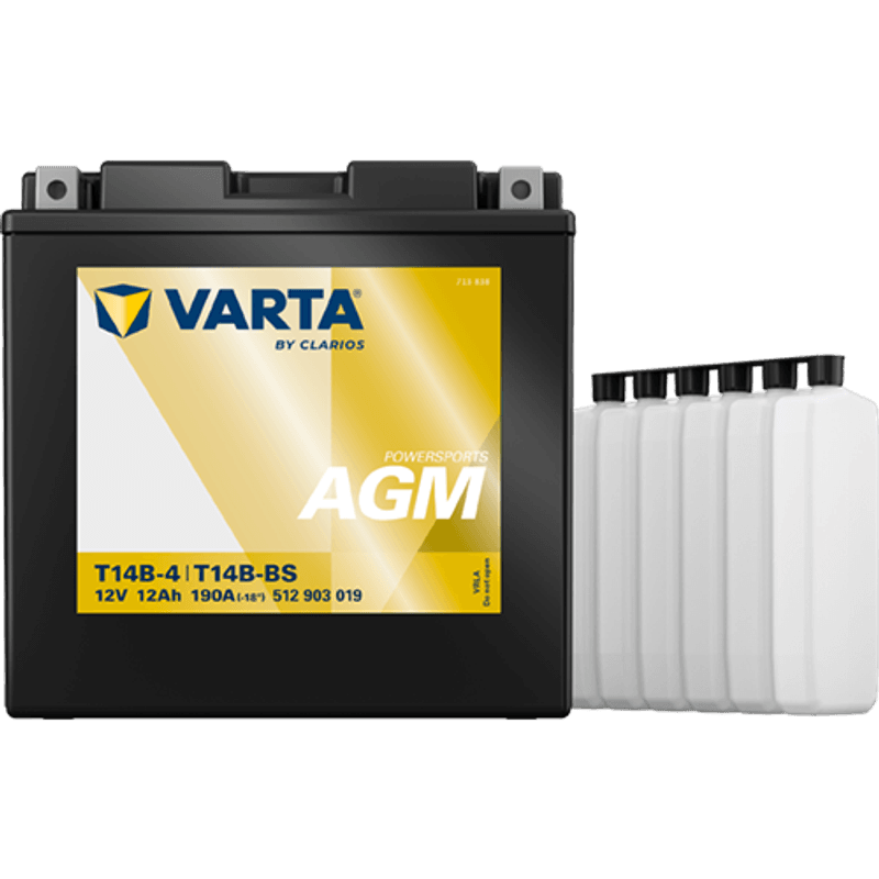  VARTA YT14B-BS AGM MC Batteri 12V 12AH 190CCA (152x70x150mm) +v