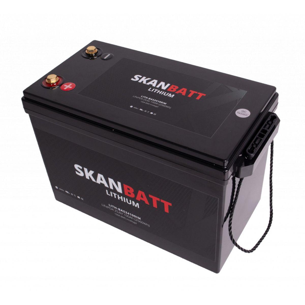 SKANBATT Lithium Batteri 24V 100Ah (LiFePO4) BMS 100A