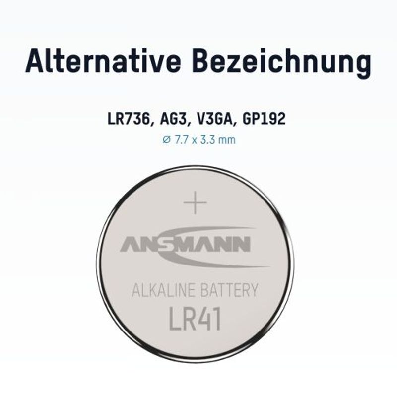 Alkalisk knappcelle LR41 / LR736 / AG3 1 stk blisterpakning