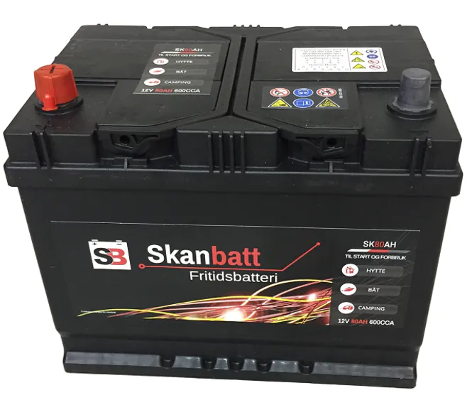 Hovedbilde SKANBATT Fritidsbatteri 12V 80AH 600CCA (256x174x205/225mm) +ven