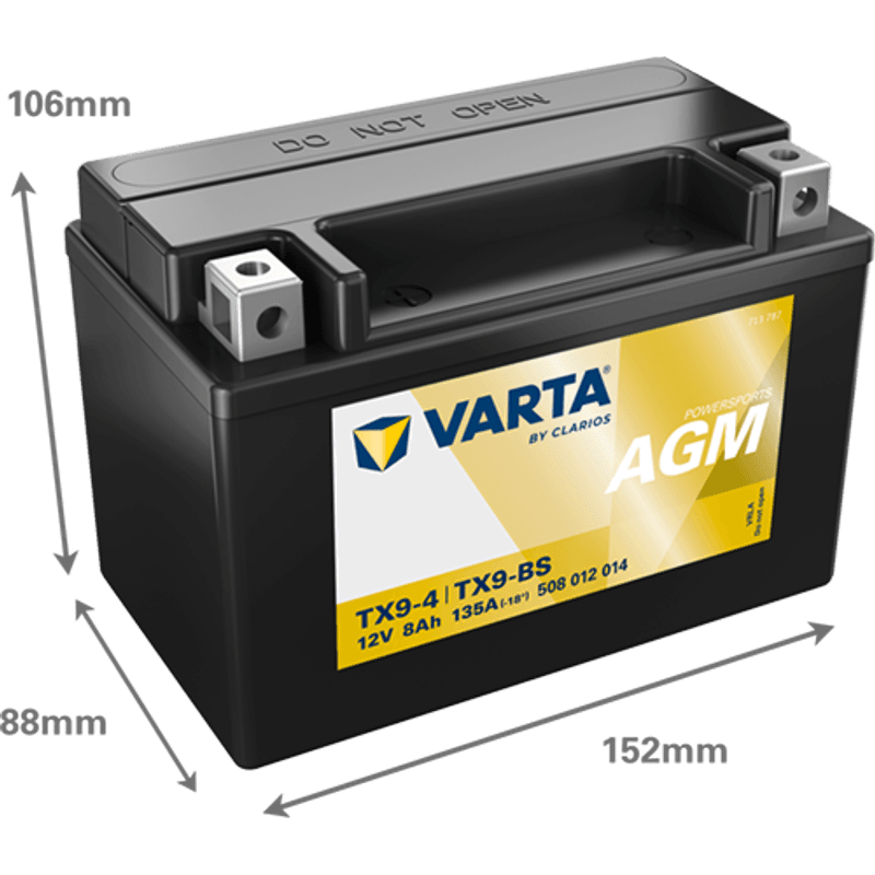 VARTA YTX9-BS MC Batteri 12V 8AH 135CCA (152x88x106mm) +venstre 