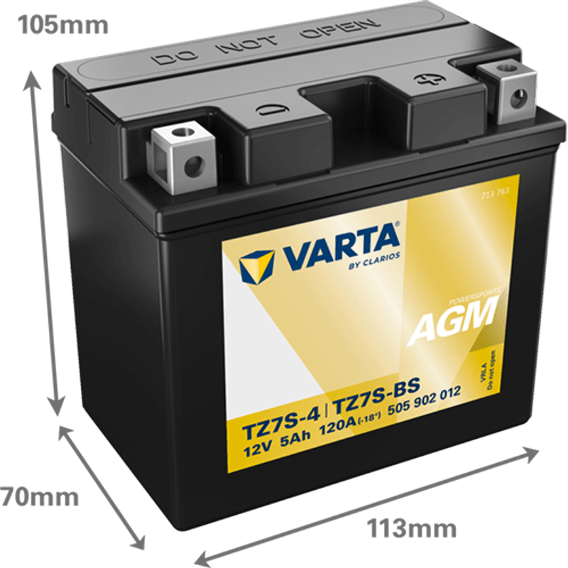  VARTA TTZ7S-BS AGM MC Batteri 12V 5AH 120CCA (113x70x105mm) +hø