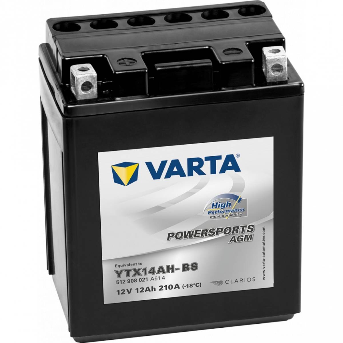  VARTA YTX14AH-BS AGM MC Batteri 12V 12AH 210CCA (134x89x166mm) 