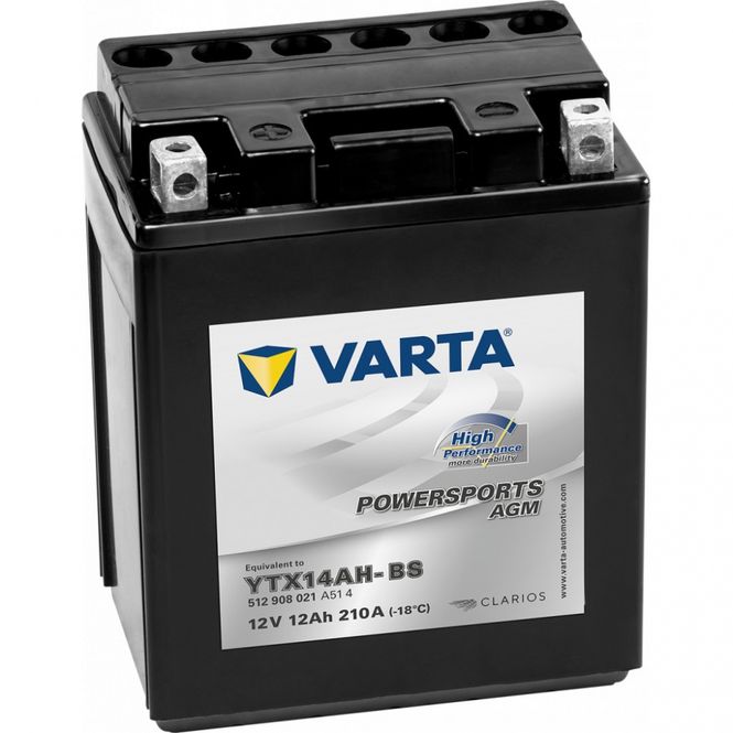 Hovedbilde  VARTA YTX14AH-BS AGM MC Batteri 12V 12AH 210CCA (134x89x166mm) 
