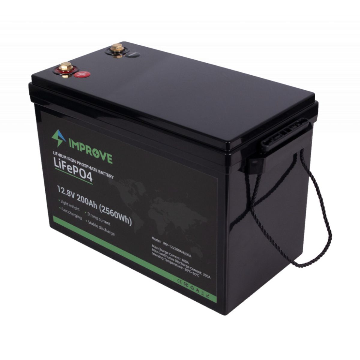 IMPROVE Lithium Batteri 12V 200Ah (LiFePO4) BMS 200A