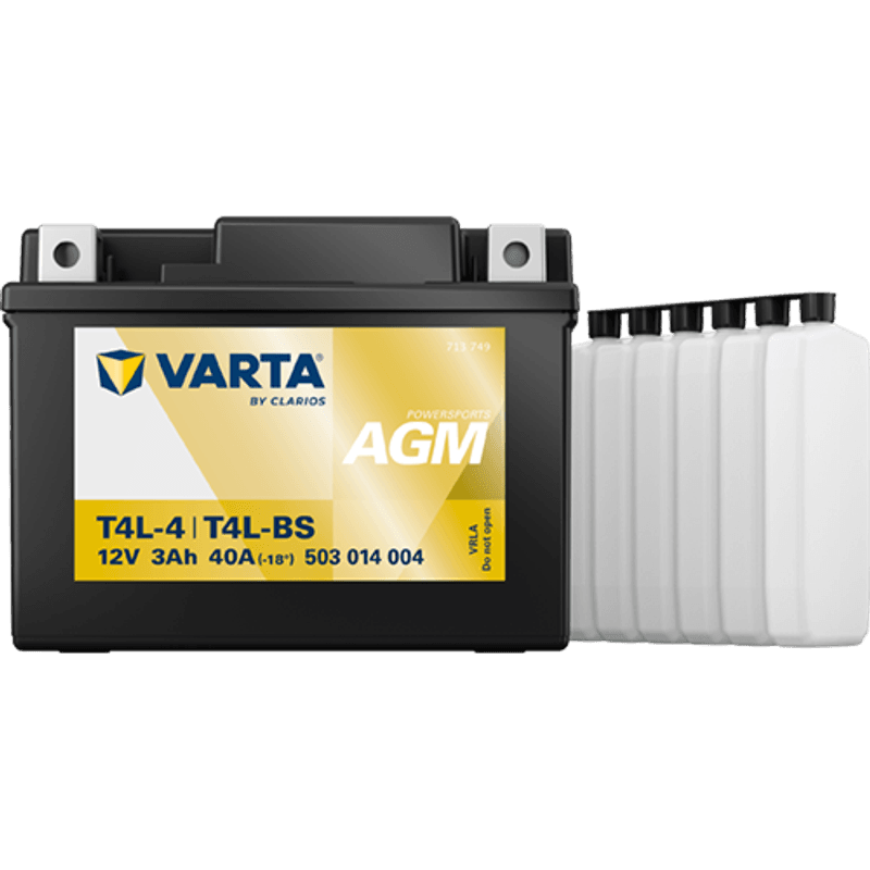  VARTA YTX4L-BS AGM MC Batteri 12V 3AH 40CCA (114x71x86mm) +høyr
