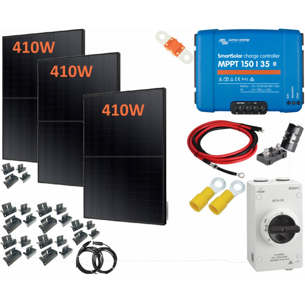 SKANBATT Solcellepakke HYTTE - Mega - 48V - 1230W (3x410W)