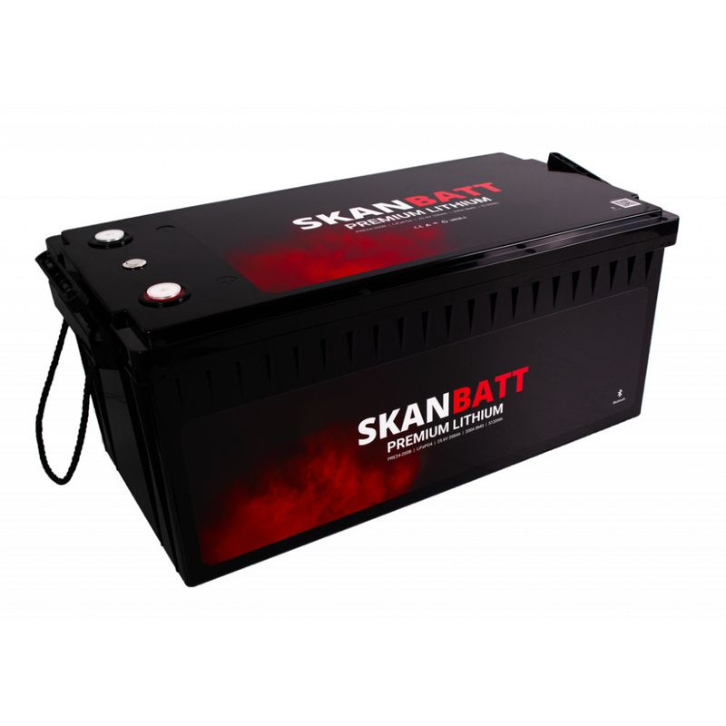 SKANBATT Premium Lithium - 24V 200Ah 200A BMS - 522x268x218mm - Bluetooth - 8 Års garanti