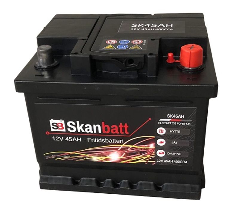 SKANBATT Fritidsbatteri 12V 45AH 400CCA (207x175x175/175mm) 