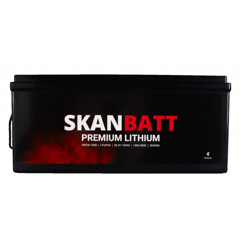 SKANBATT Premium Lithium - 36V 100Ah 100A BMS - 522x268x218mm - Bluetooth