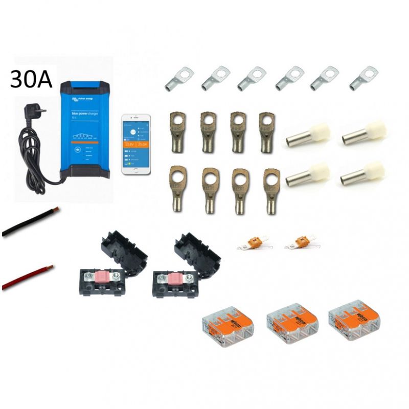Bobil tilleggslader Victron 30A 3 kanaler med 2 kabelkit