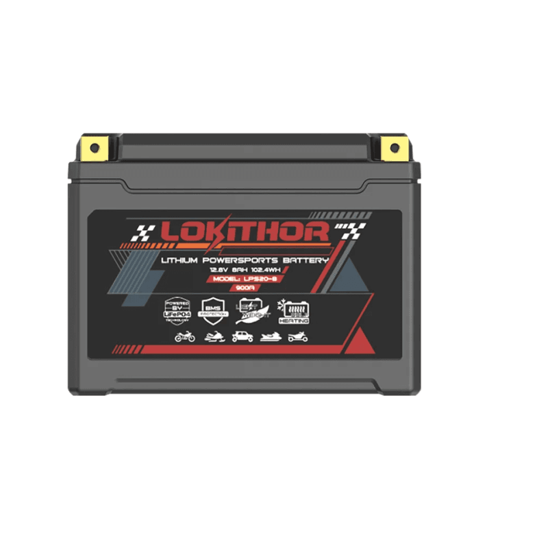 LOKITHOR Lithium MC Batteri 12V 8Ah - 175x87x130mm - Bluetooth - Heat
