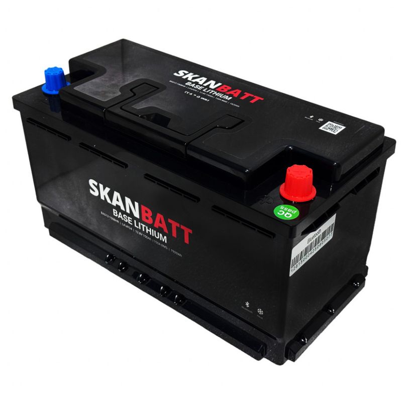 SKANBATT Base Lithium - 12V 150Ah 150A BMS - 355x175x188mm - Bluetooth - Heat - 3 Års garanti - Bobil