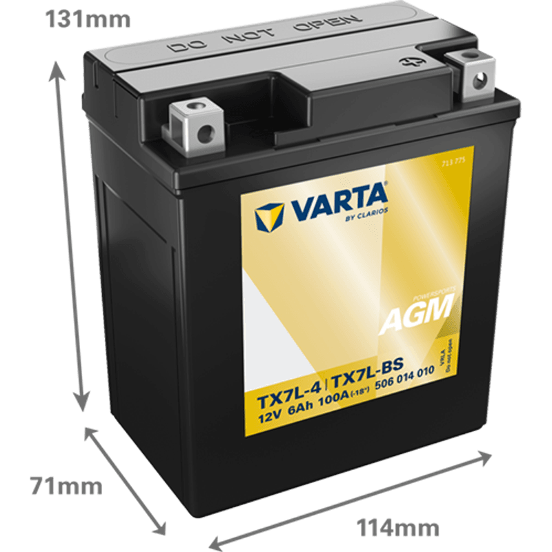  VARTA YTX7L-BS AGM MC Batteri 12V 6AH 100CCA (114x71x131mm) +hø