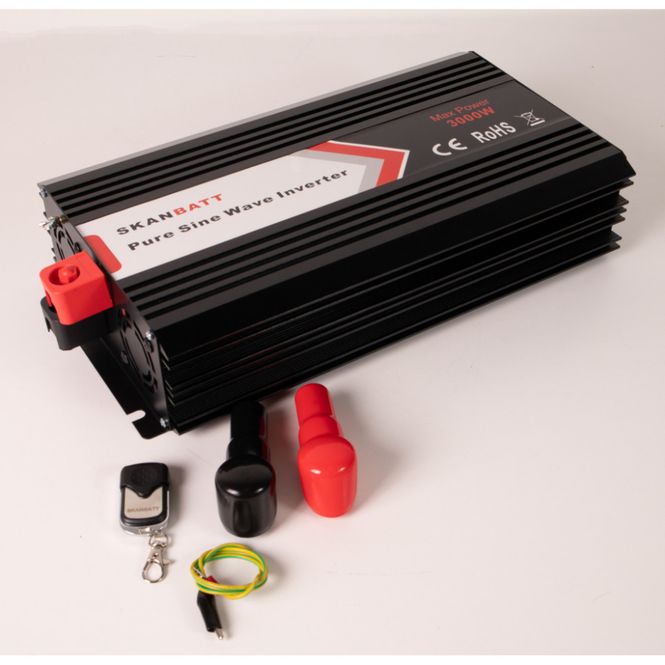 Hovedbilde SKANBATT Inverter 24V 3000W (6000W) Ren Sinus m/Trådløs Fjernkon