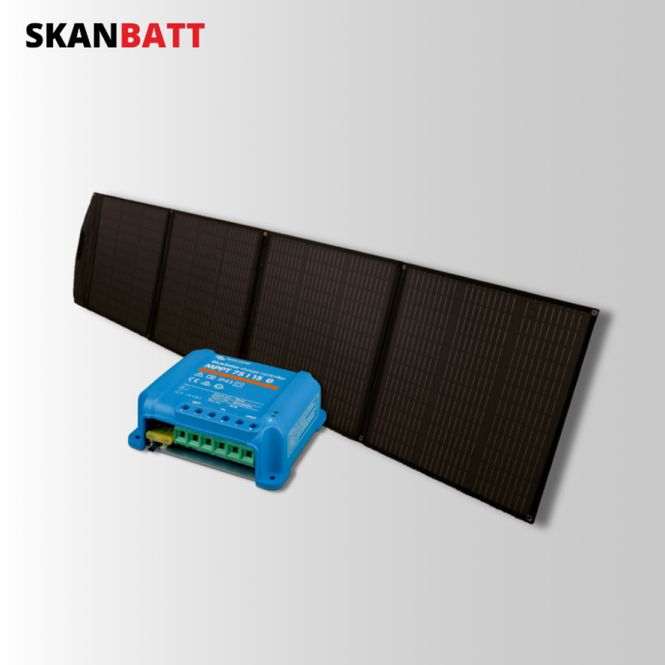 Hovedbilde SKANBATT Solcellepakke - 220W Sammenleggbart - Victron MPPT 15A