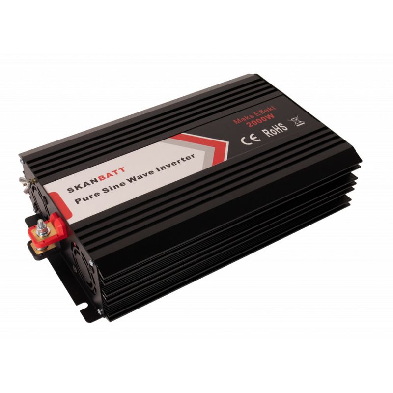 SKANBATT Inverter 24V 2000W (4000W) Ren Sinus m/Trådløs Fjernkon