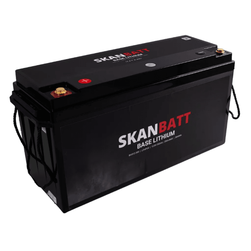 SKANBATT Base Lithium - 12V 300Ah 200A BMS - 483x170x240mm - 3 Års garanti